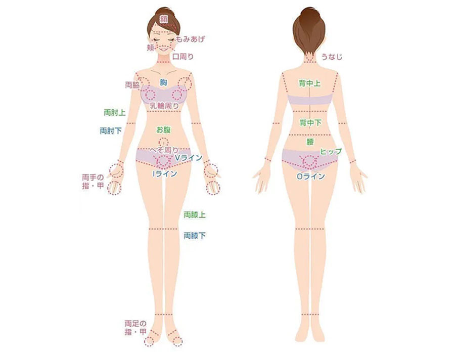 女性施術箇所